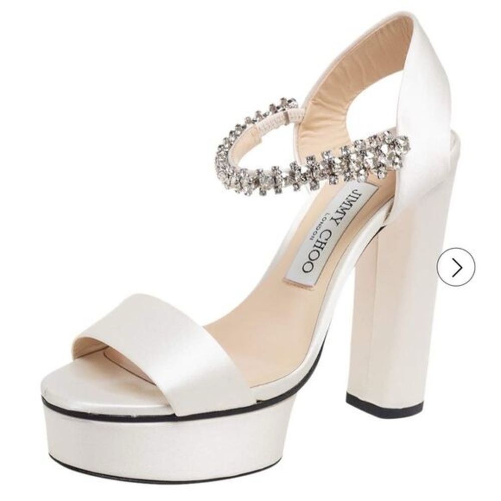 Jimmy Choo Ivory Heels with Crystal Accents